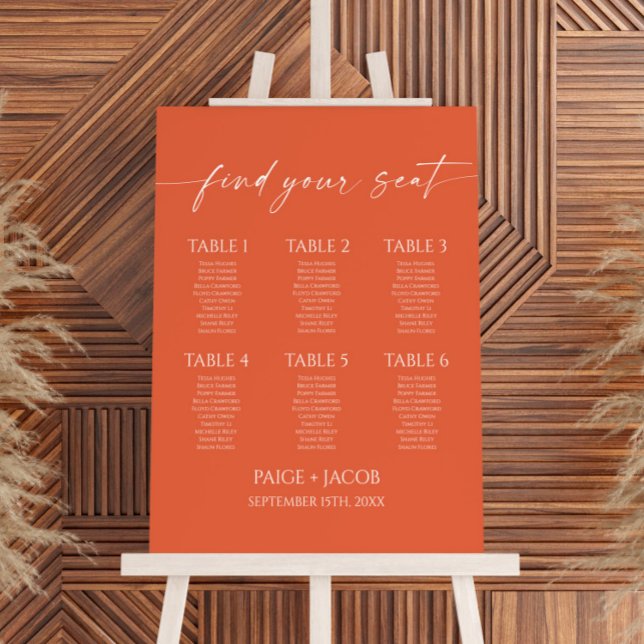 Modern Elegant Verona Sunset Wedding Seating Chart Foam Board (Creator Uploaded)