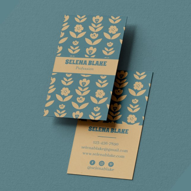 Modern Elegant Vertical Floral Design  Business Card (Creator Uploaded)