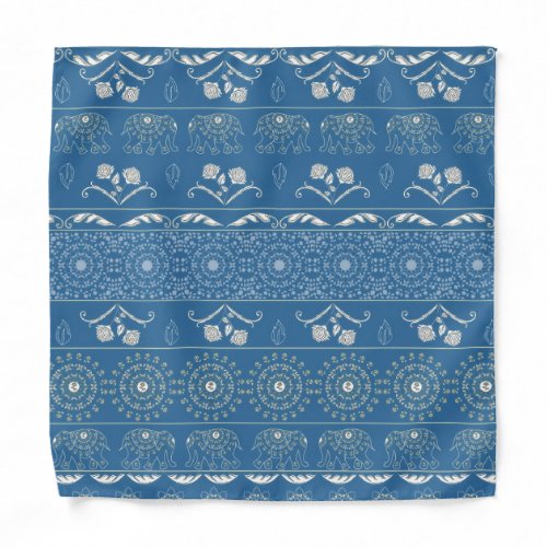 Modern Elegant Vintage Elephant Mandala Pattern Bandana