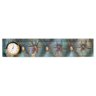 Modern Elegant Vintage Leather Colorful Diamonds Desk Name Plate