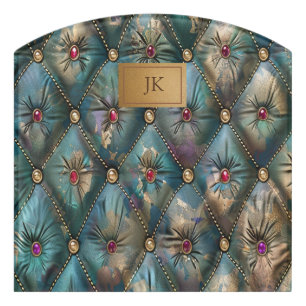 Modern Elegant Vintage Leather Colorful Diamonds Door Sign