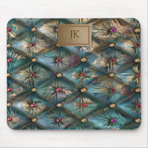 Modern Elegant Vintage Leather Colorful Diamonds Mouse Pad