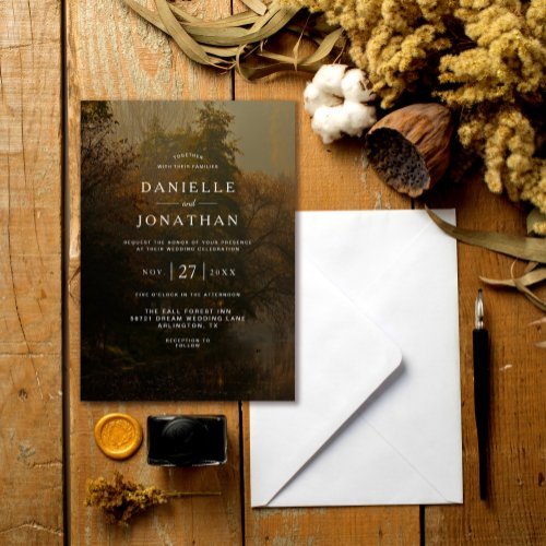 Modern Elegant Vintage Rustic Fall Wedding Invitation