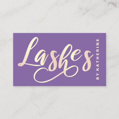 Modern elegant violet  gold lashes extension business card