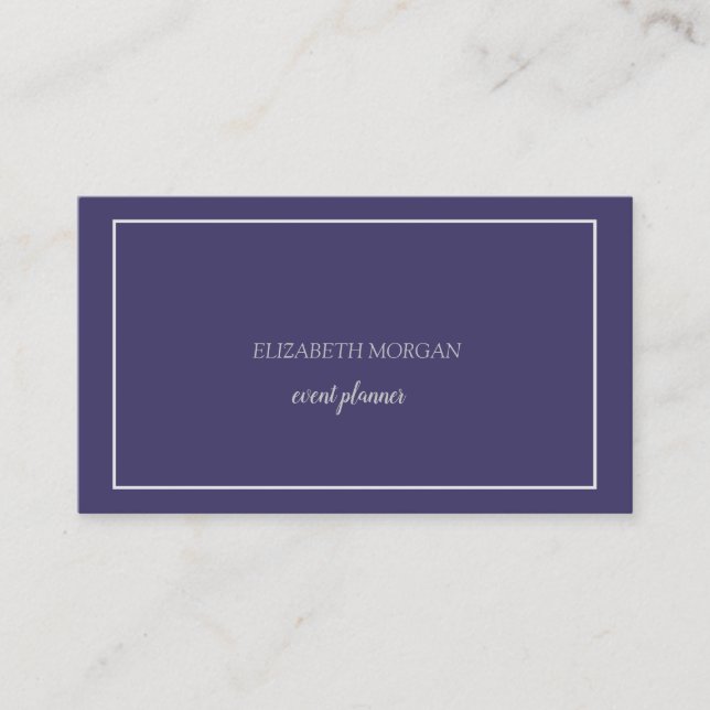 Modern Elegant Violet Simple Minimalist Frame Business Card (Front)