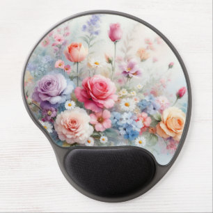 Modern Elegant Watercolor Aquarell Flower Template Gel Mouse Pad