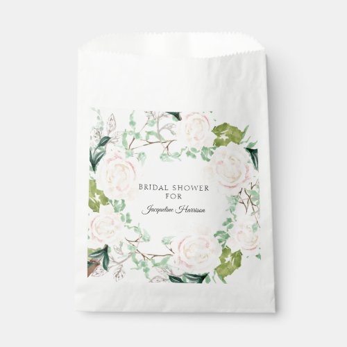 Modern Elegant Watercolor Art Floral Ivory Rose Favor Bag