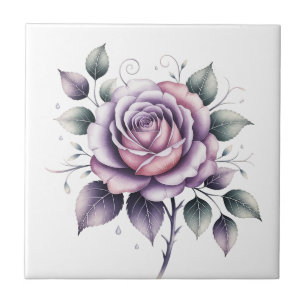 Modern elegant watercolor beautiful lavender rose ceramic tile