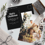 Modern elegant watercolor botanical typography Foil Holiday Postcard<br><div class="desc">Modern full bleed photo elegant rustic watercolor dried botanical floral muted colors holiday Christmas card. Sage green,  hunter green,  black,  white and brown modern on trend colorway.</div>