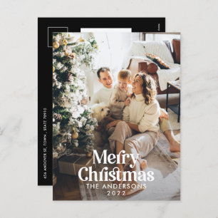 Modern elegant watercolor botanical typography Ho Holiday Postcard