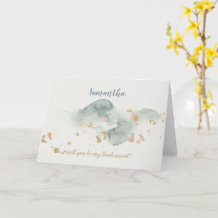 Modern Elegant Watercolor Bridesmaid Proposal Card