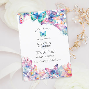 Modern Elegant Watercolor Butterfly Wildflower Invitation