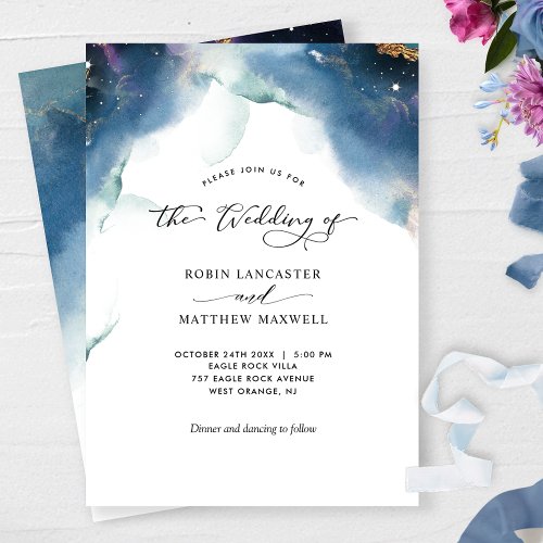 Modern Elegant Watercolor Celestial Wedding Invitation