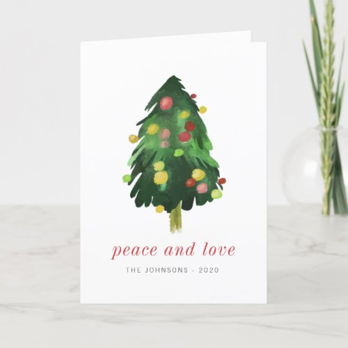 Modern Elegant Watercolor Christmas Pine Tree Holiday Card