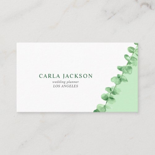 Modern elegant watercolor eucalyptus greenery business card