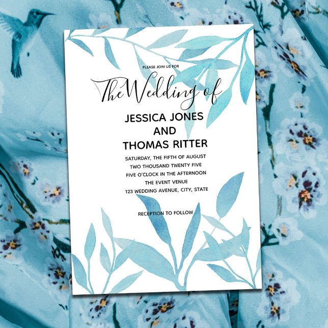 Modern Elegant Watercolor Floral Blue  Invitation (Creator Uploaded)