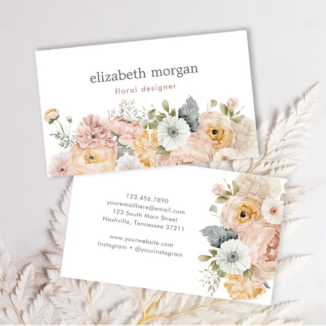 Modern Elegant Watercolor Floral Business Card (Creator Uploaded)