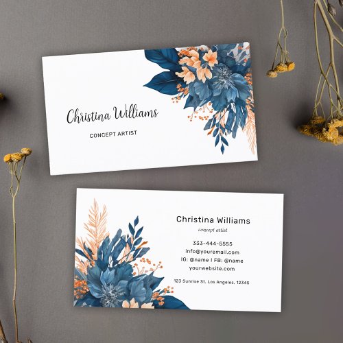 Modern Elegant Watercolor Floral Marketing Business Card