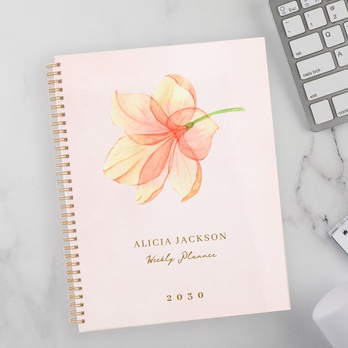 Modern elegant watercolor floral pink  planner