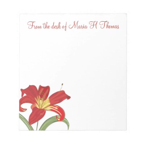 Modern Elegant Watercolor Floral Spring Lily Notepad