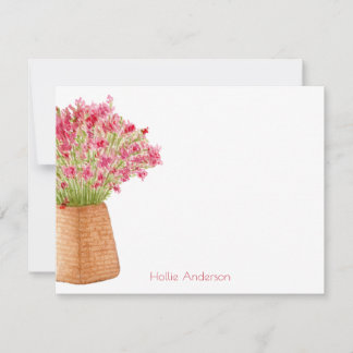 Modern Elegant Watercolor Floral Stationary Note Card