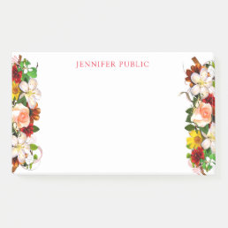 Modern Elegant Watercolor Floral Template Flowers Post-it Notes