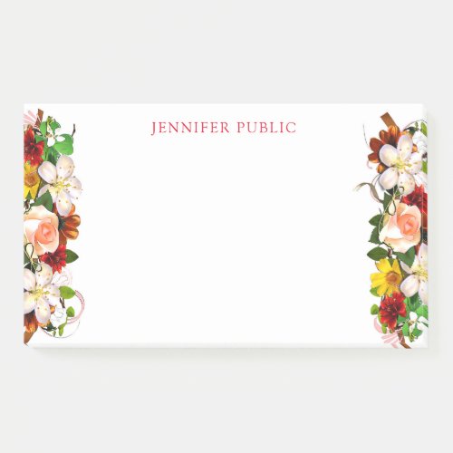 Modern Elegant Watercolor Floral Template Flowers Post_it Notes
