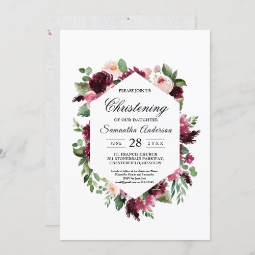 Modern Elegant Watercolor Flowers Frame  Invitation