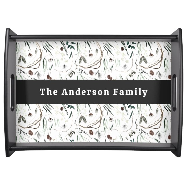  Modern elegant watercolor foliage welcome Serving Tray (Front)