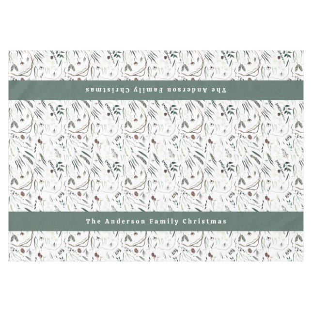  Modern elegant watercolor foliage welcome Tablecloth (Front (Horizontal))