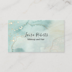Modern Elegant Watercolor Green and Gold Business Business Card