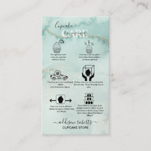 Modern Elegant Watercolor Green Cupcake Care Bus Business Card