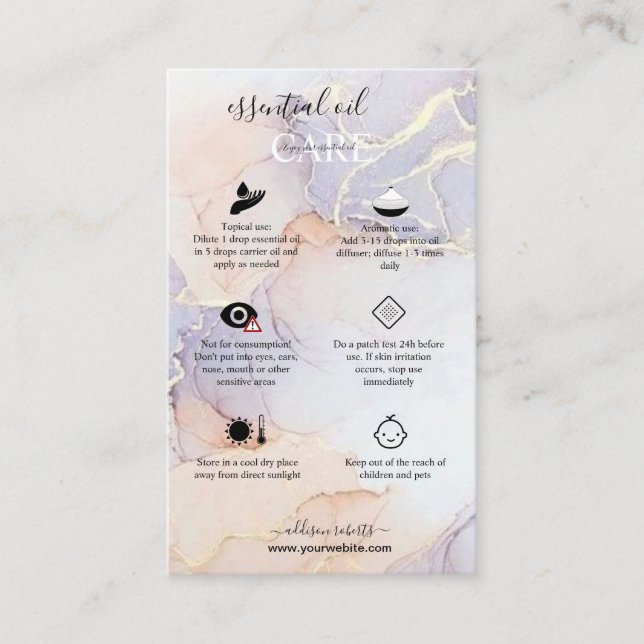 Modern Elegant Watercolor Green essential oil Business Card (Front)