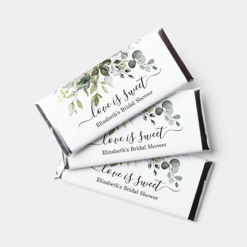 Modern Elegant Watercolor Greenery Bridal Shower Hershey Bar Favors