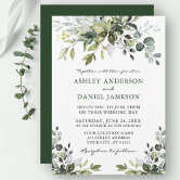 Elegant Watercolor Greenery Wedding Invitation