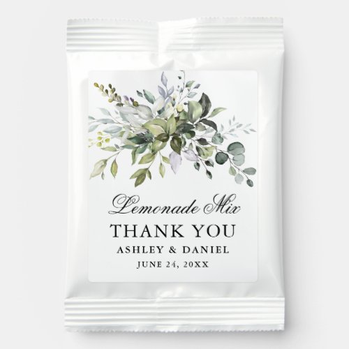 Modern Elegant Watercolor Greenery Wedding  Lemonade Drink Mix