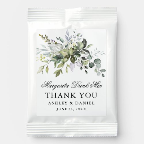 Modern Elegant Watercolor Greenery Wedding Margarita Drink Mix