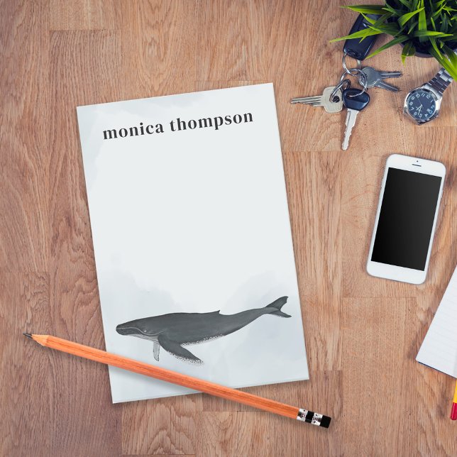 Modern Elegant Watercolor Humpback Whale Post-it Notes (Creator Uploaded)