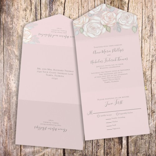 Modern Elegant Watercolor Meal Guest Addressed All In One Invitation