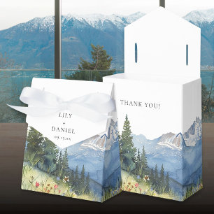 Modern Elegant Watercolor Mountain Wedding Favor Boxes