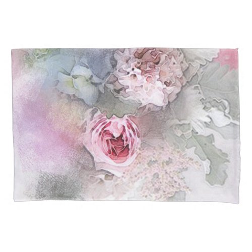 Modern Elegant Watercolor Roses Flowers Floral Pillow Case