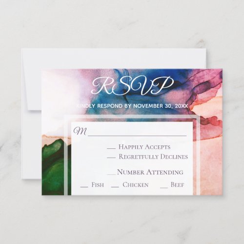 *~* Modern Elegant  Watercolor RSVP Wedding
