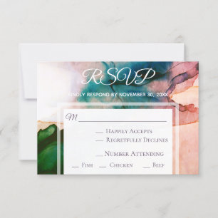 *~* Modern Elegant  Watercolor RSVP Wedding Card