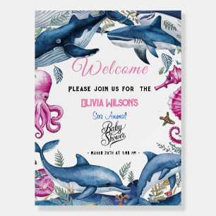 Modern elegant watercolor Sea animals baby shower Foam Board