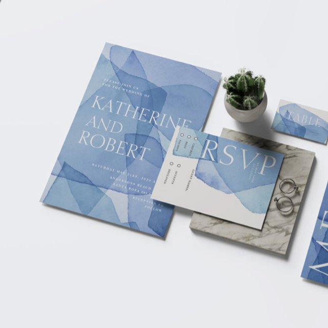 Modern Elegant Watercolor Shapes Wedding Invitation (Creator Uploaded)