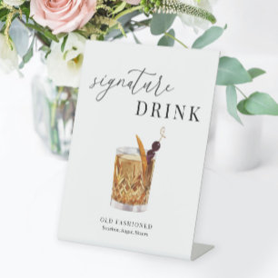 Modern Elegant Watercolor Signature Drink Pedestal Sign