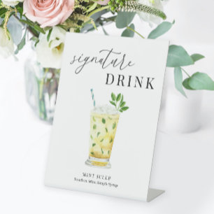 Modern Elegant Watercolor Signature Drink Pedestal Sign