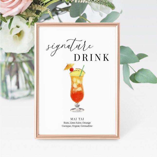 Modern Elegant Watercolor Signature Drink Sign (Creator Uploaded)