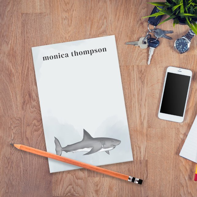 Modern Elegant Watercolor Simple Ocean Shark Post-it Notes (Creator Uploaded)