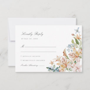 Modern Elegant Watercolor Spring Floral Wedding RSVP Card